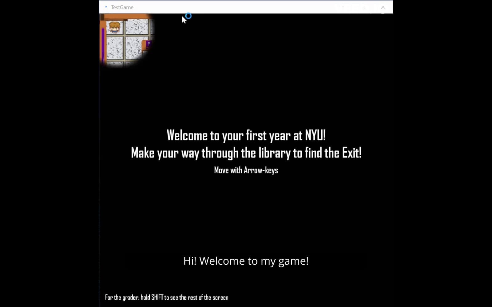NYU maze game welcome screen in Processing