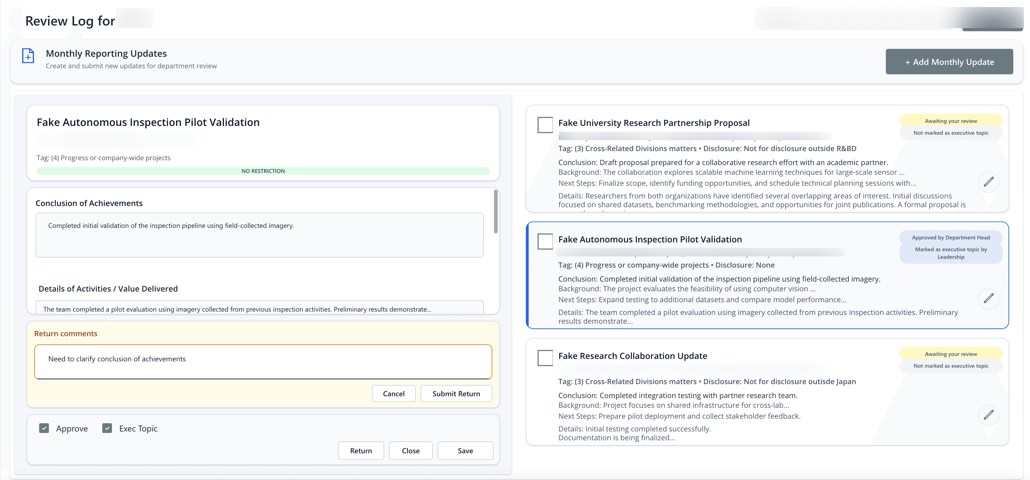 Hierarchical review workflow prototype