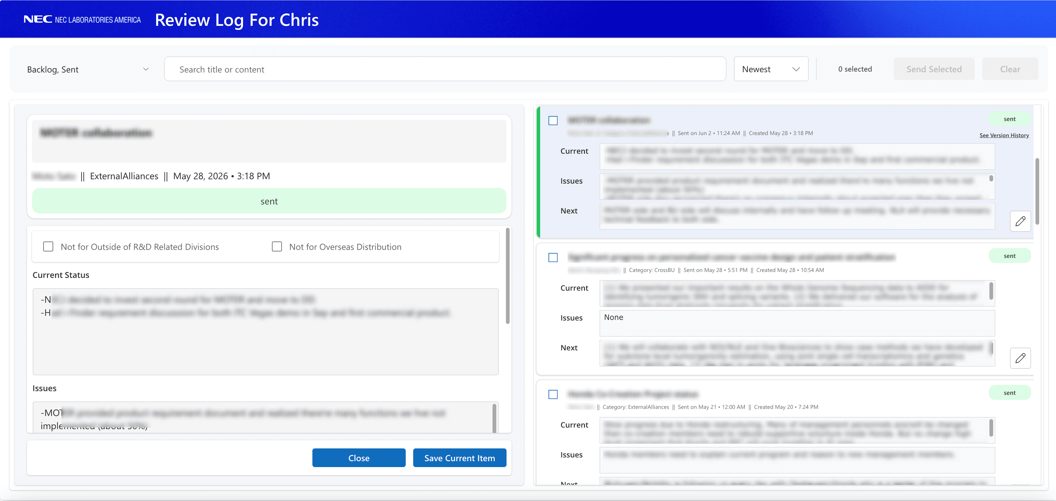 Leadership review queue interface